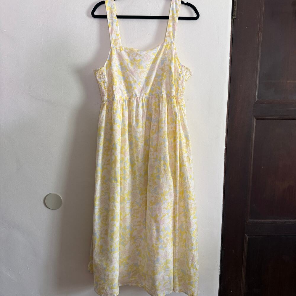The Nines by Hatch | Yellow Cotton Floral Midi Maternity Dress | Extra Large